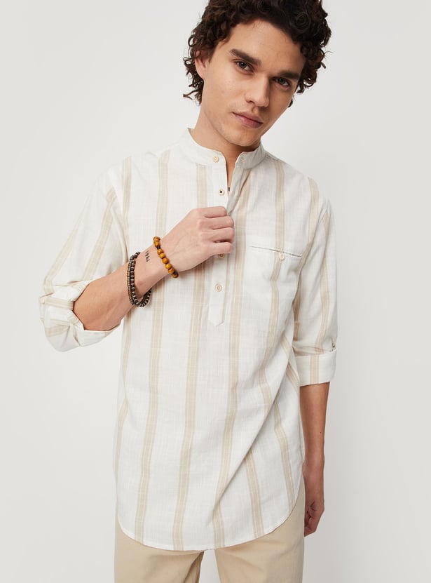 Men Striped Yarn Dyed Short Kurta
