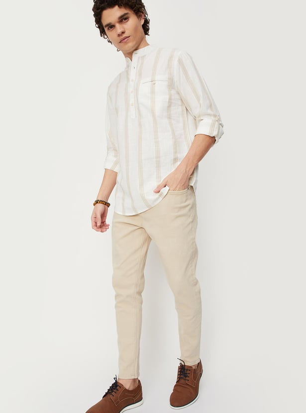 Men Striped Yarn Dyed Short Kurta