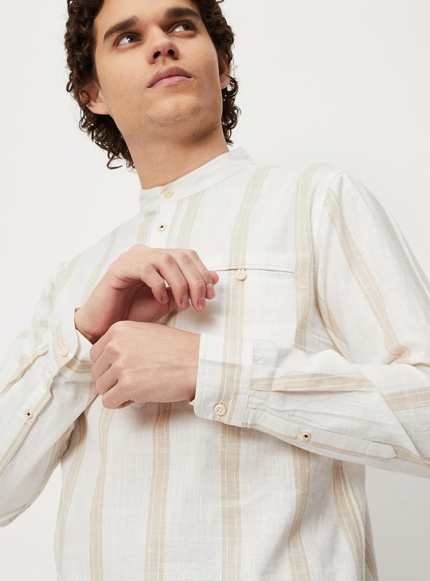 Men Striped Yarn Dyed Short Kurta