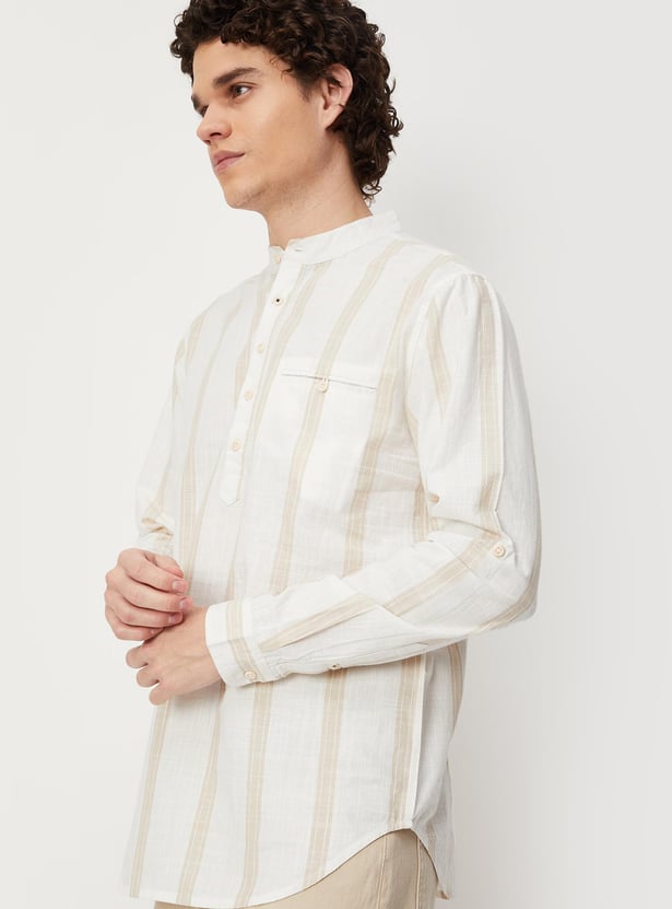 Men Striped Yarn Dyed Short Kurta