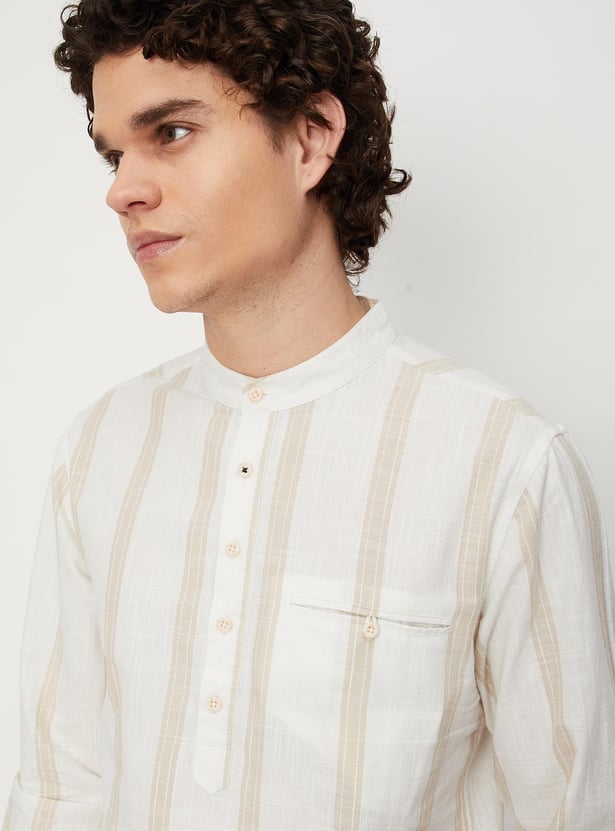 Men Striped Yarn Dyed Short Kurta