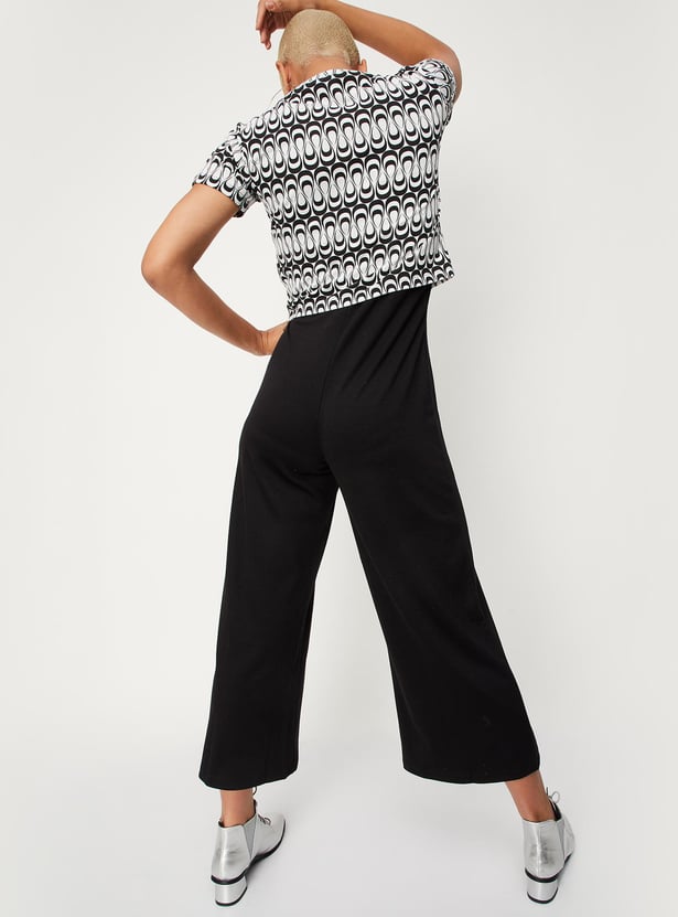 Women Solid Jumpsuit with Crop T-shirt