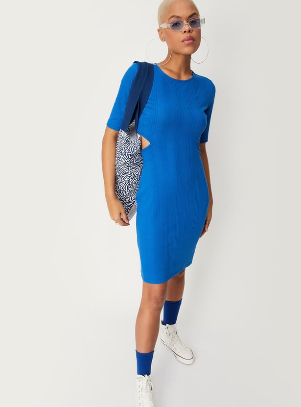 Women Solid Cut-Out Detailed Bodycon Dress