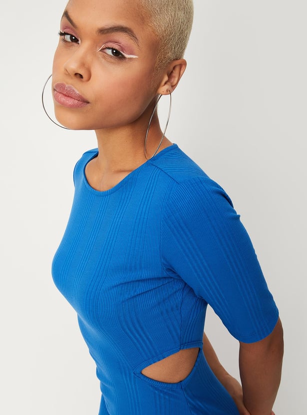 Women Solid Cut-Out Detailed Bodycon Dress