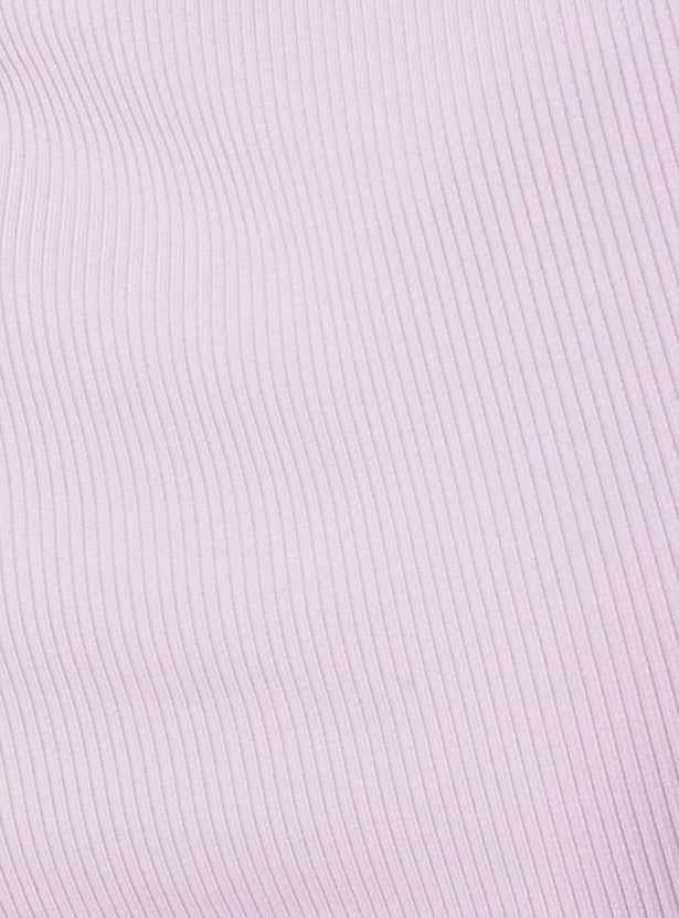 Women Textured Cutout Hem Crop T-shirt