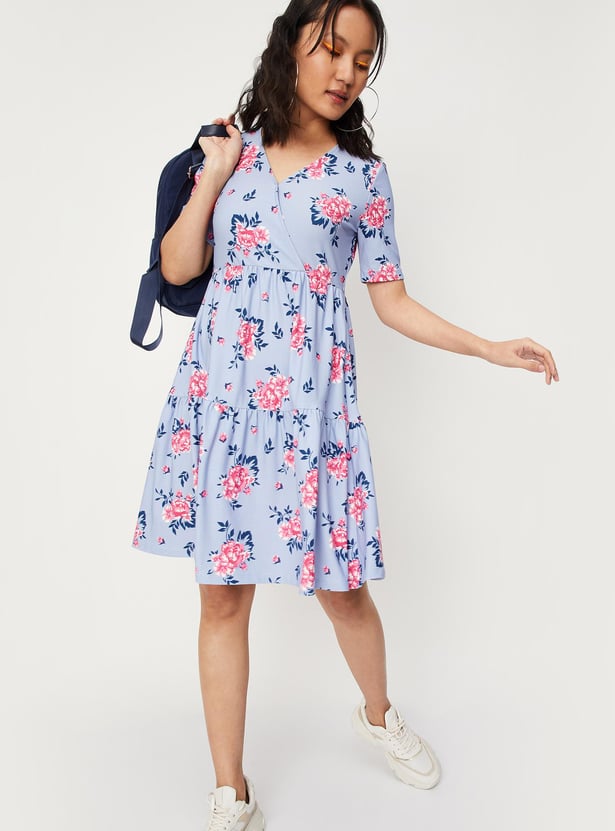 Women Floral Printed Tiered Dress