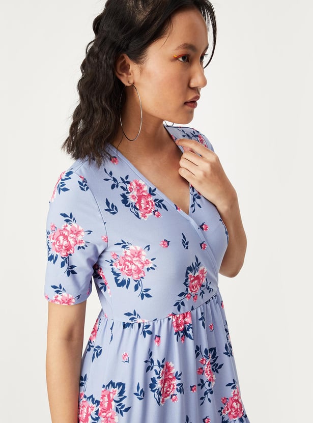 Women Floral Printed Tiered Dress