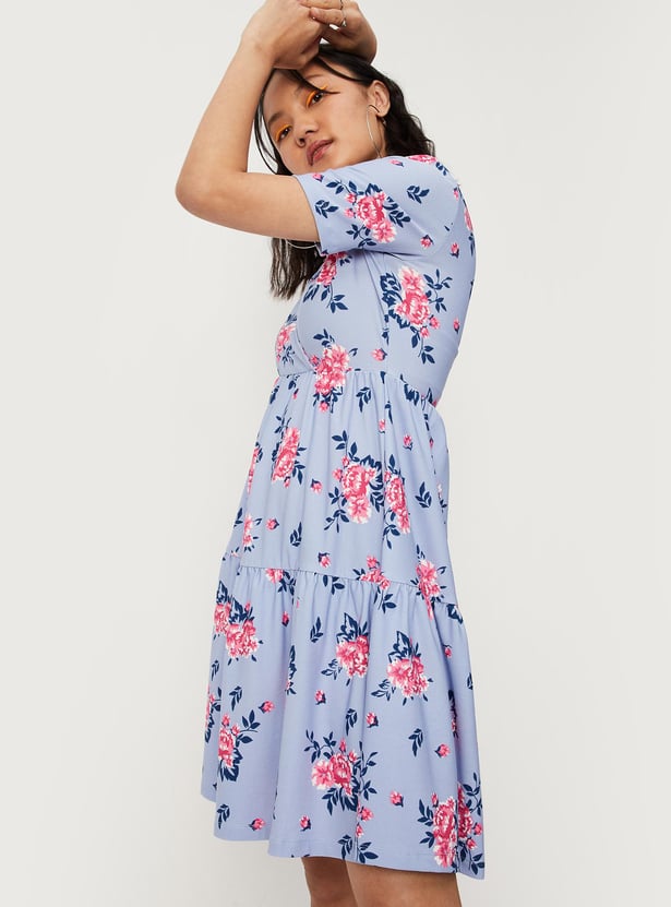 Women Floral Printed Tiered Dress