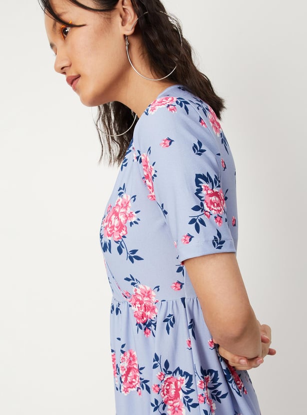 Women Floral Printed Tiered Dress