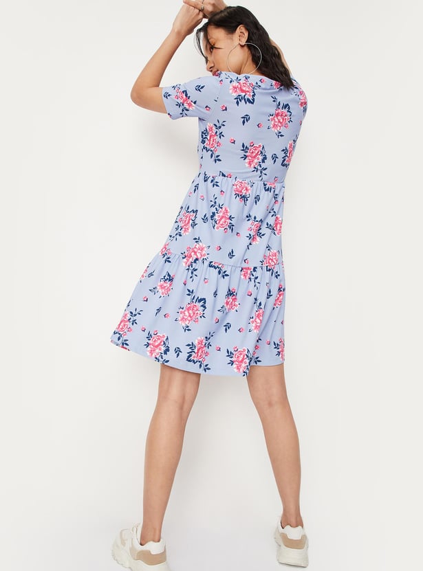 Women Floral Printed Tiered Dress