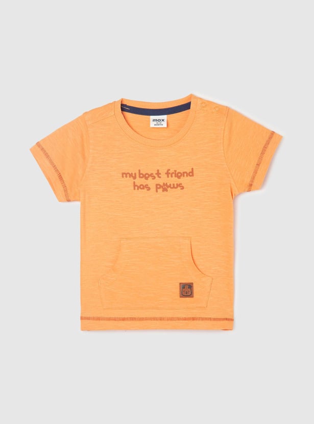 Boys Printed T-shirt with Kangaroo Pocket