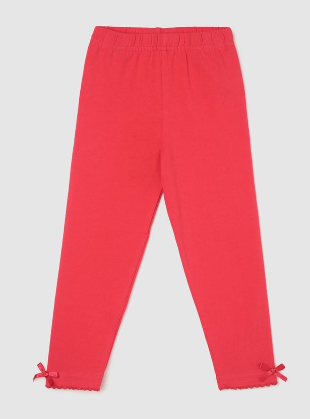 Girls Solid Elasticated Leggings