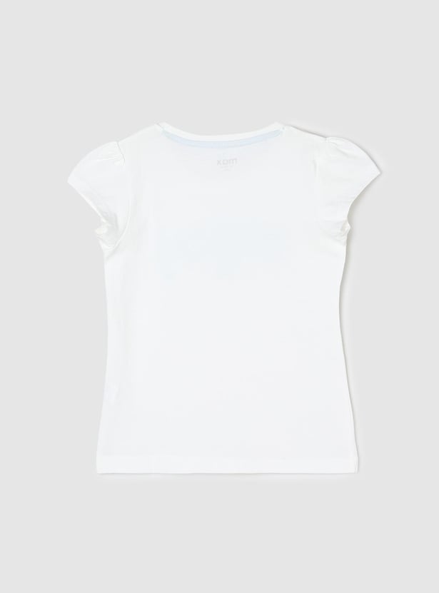 Girls Pure Cotton Typographic Printed Knit T-shirt