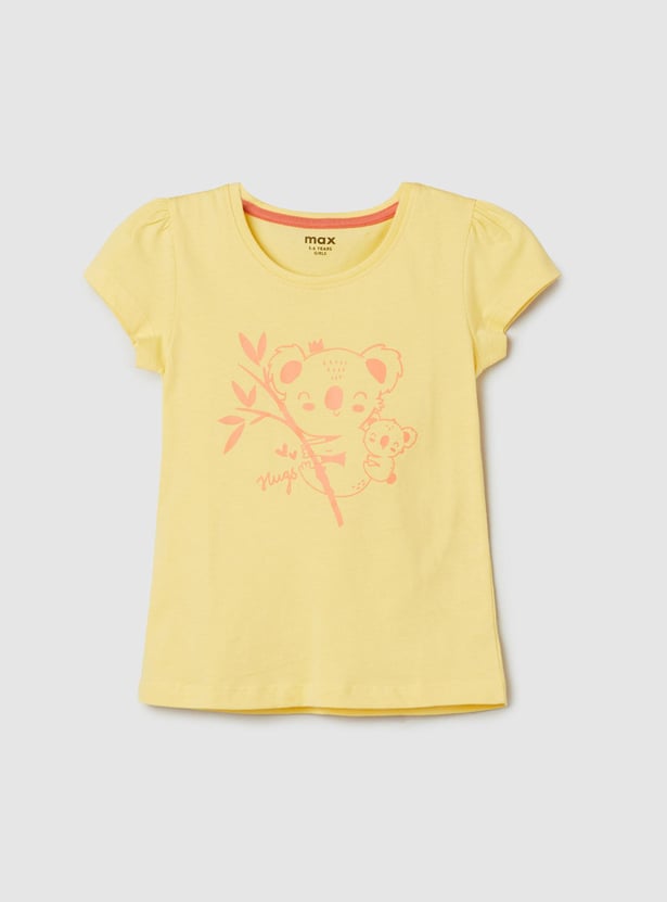 Girls Graphic Printed Half Sleeves T-shirt