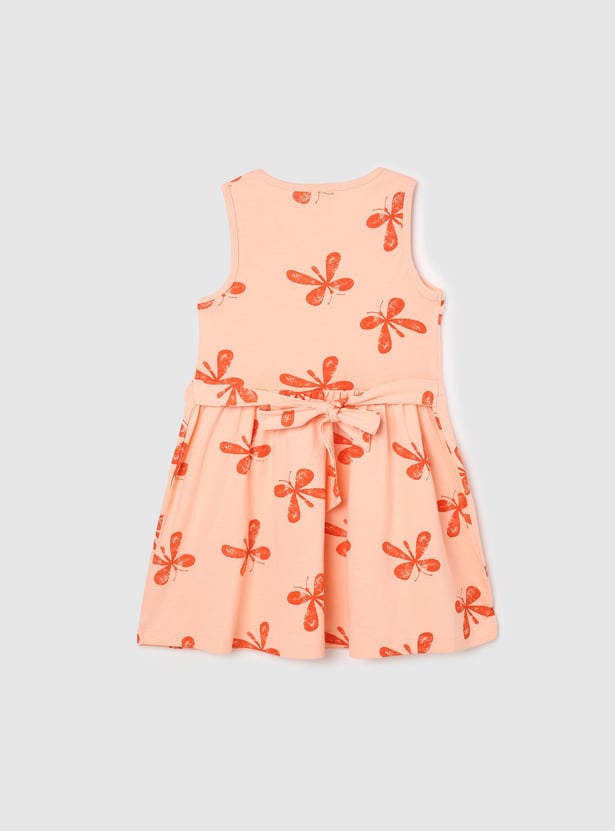 Girls Printed Sleeveless A-Line Dress