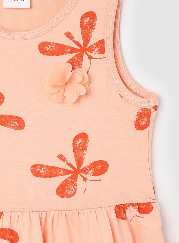 Girls Printed Sleeveless A-Line Dress