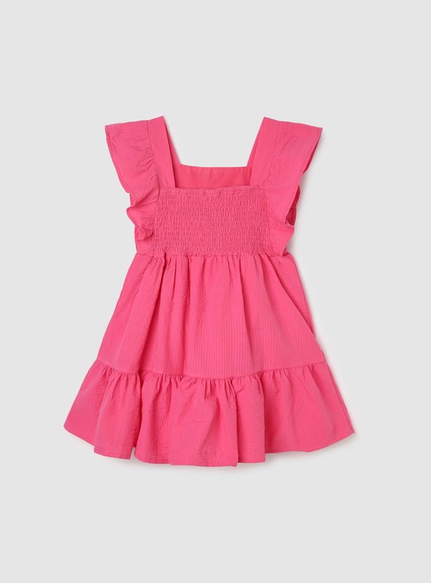 Girls Striped Ruffled Tiered Dress