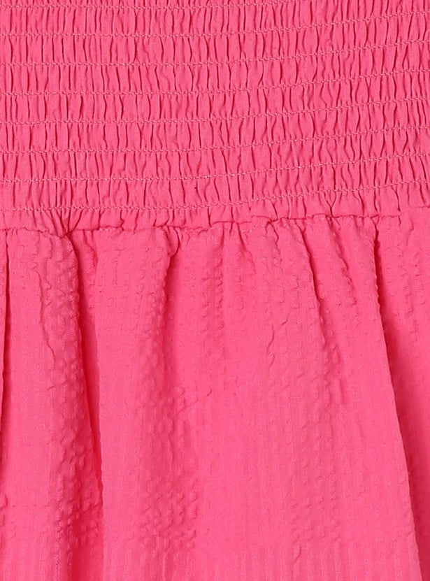 Girls Striped Ruffled Tiered Dress