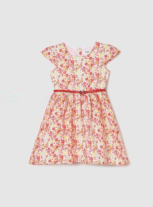 Girls Floral Printed A-line Dress