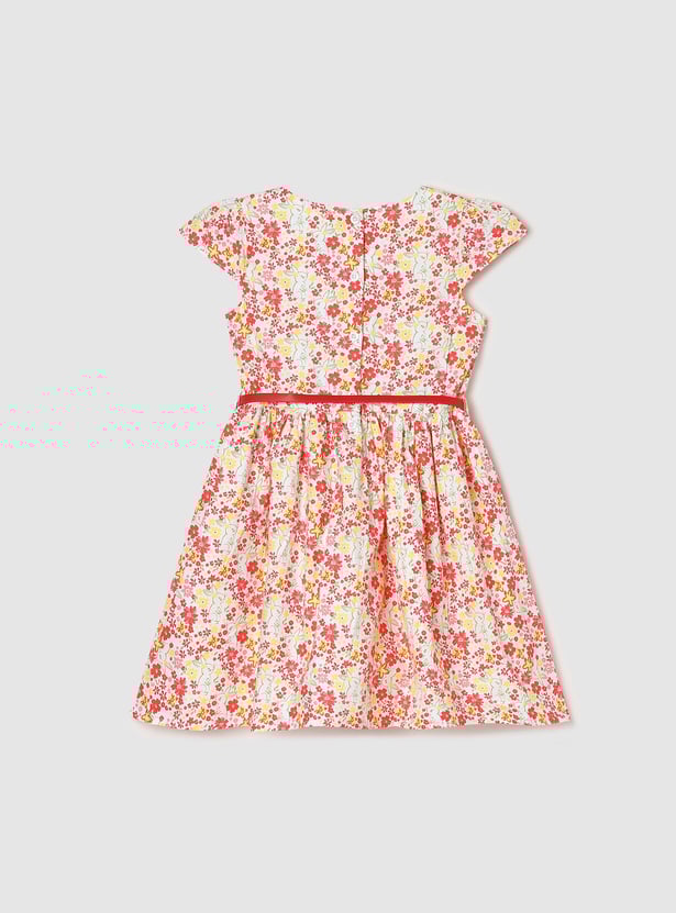 Girls Floral Printed A-line Dress