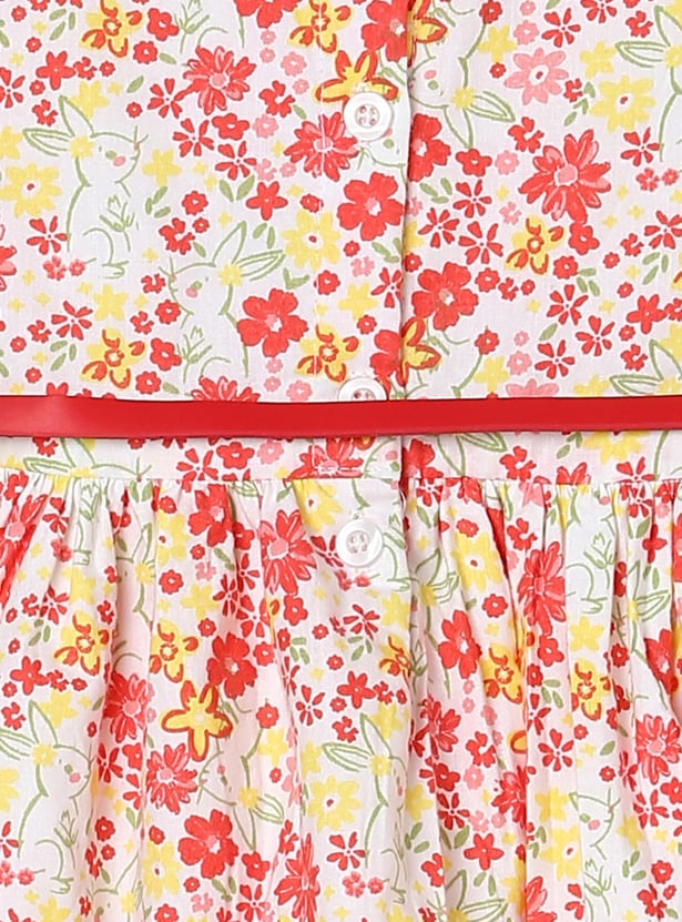 Girls Floral Printed A-line Dress