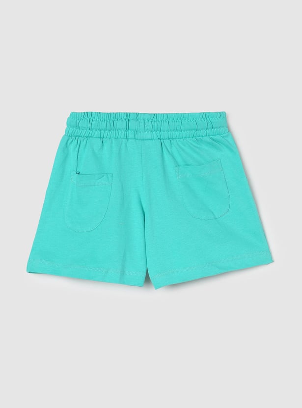 Girls Glitter Print Knit Shorts