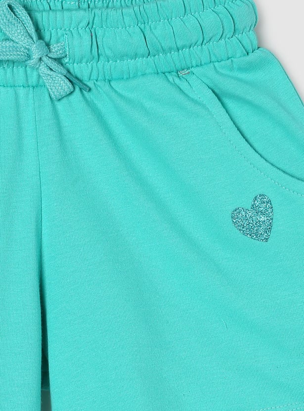 Girls Glitter Print Knit Shorts