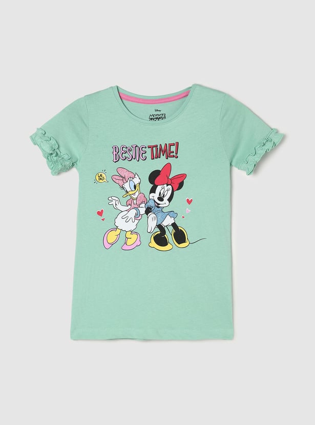 Girls Mickey and Friends Print Ruffled T-shirt