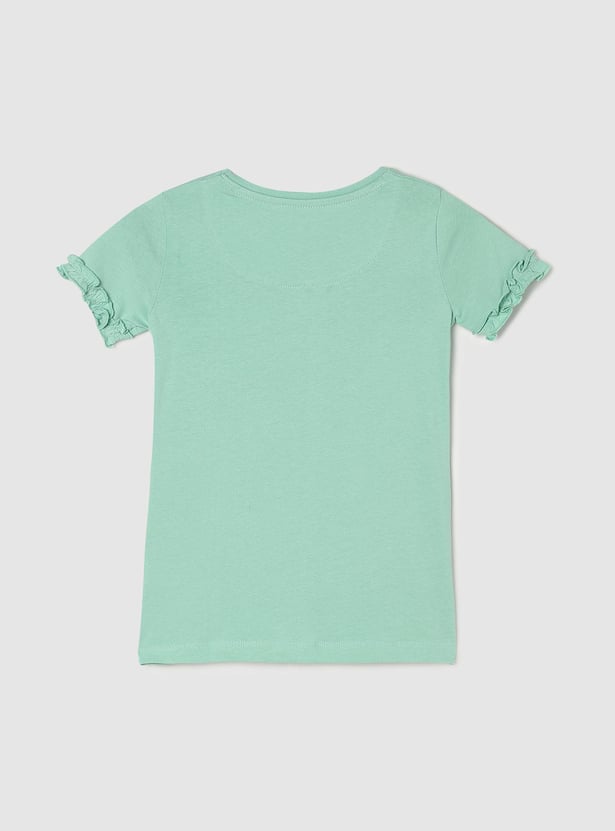 Girls Mickey and Friends Print Ruffled T-shirt