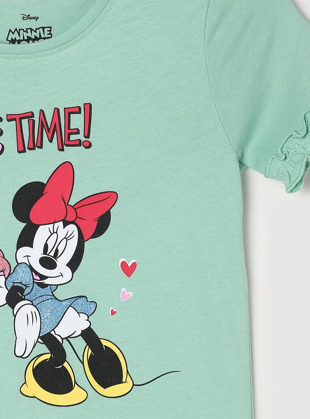 Girls Mickey and Friends Print Ruffled T-shirt