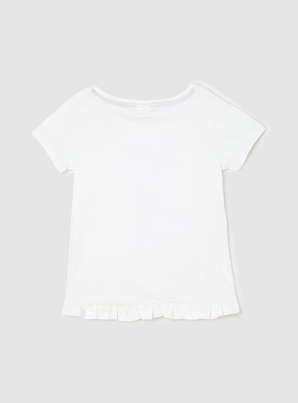 Girls Graphic T-shirt with Frill Hem