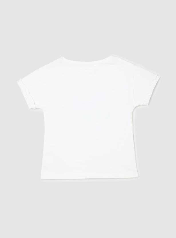 Girls Embellished T-shirt with Frill Trim