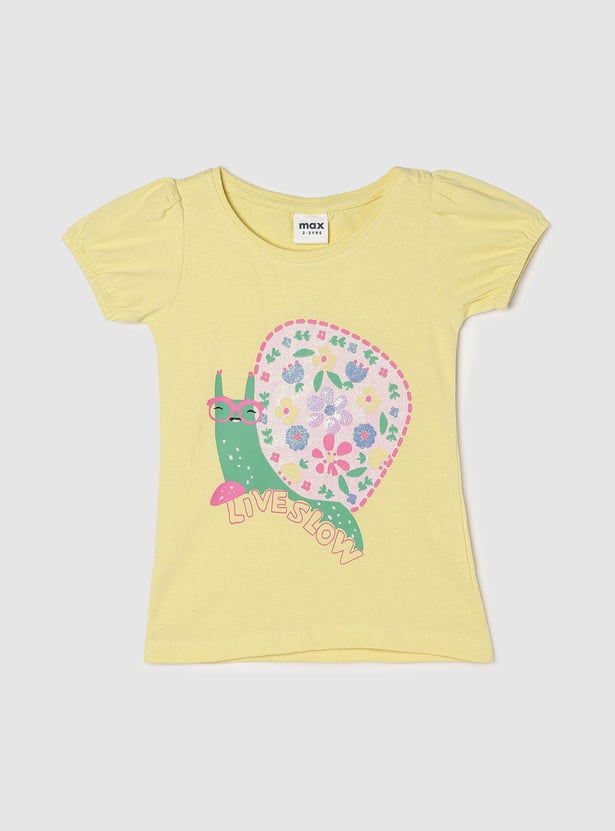 Girls Embellished Round Neck Casual Top