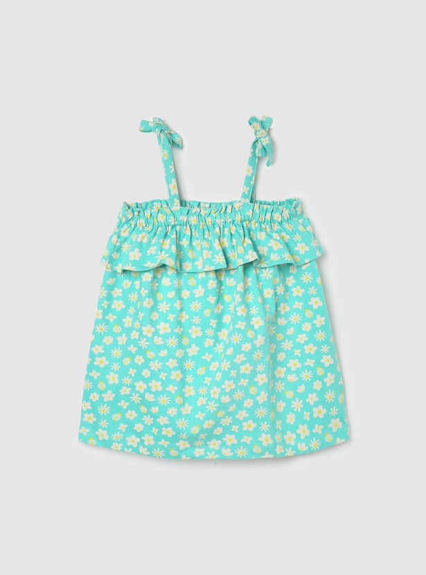 Girls Floral Printed Tie-Up Top