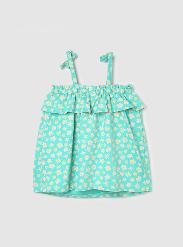 Girls Floral Printed Tie-Up Top