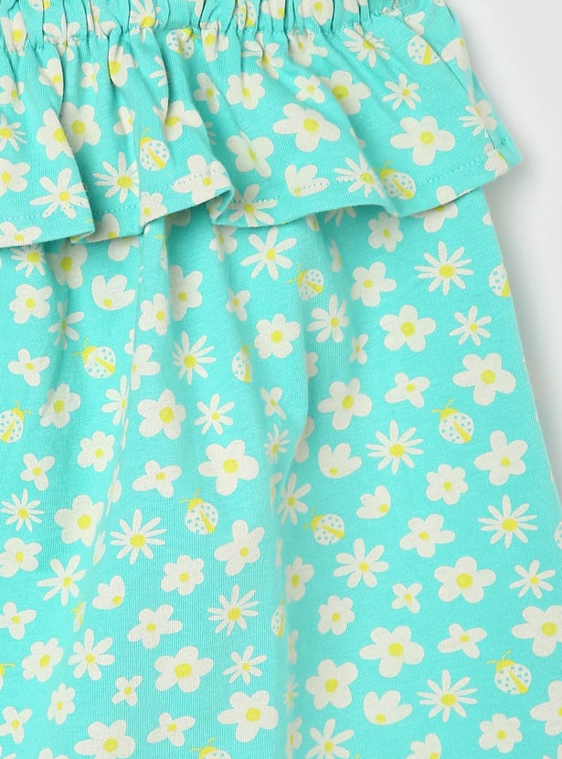 Girls Floral Printed Tie-Up Top