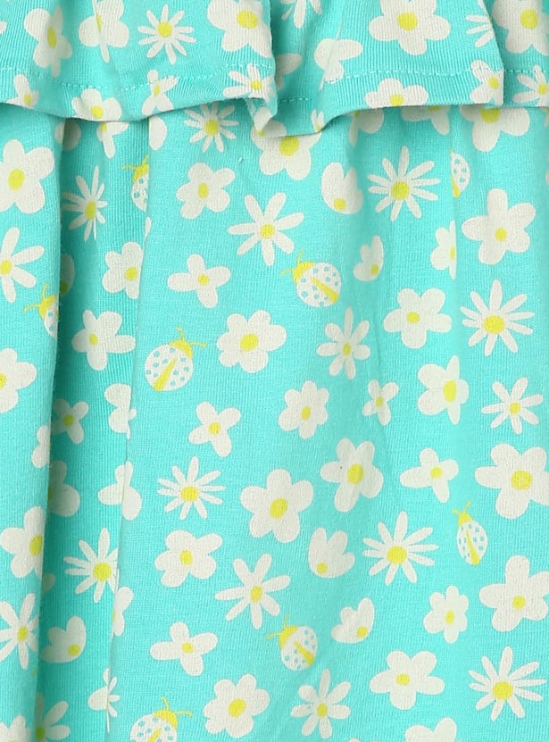 Girls Floral Printed Tie-Up Top