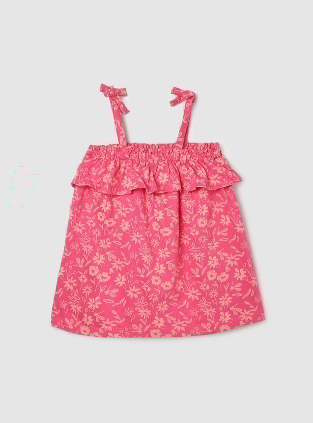 Girls Floral Printed Tie-Up Top