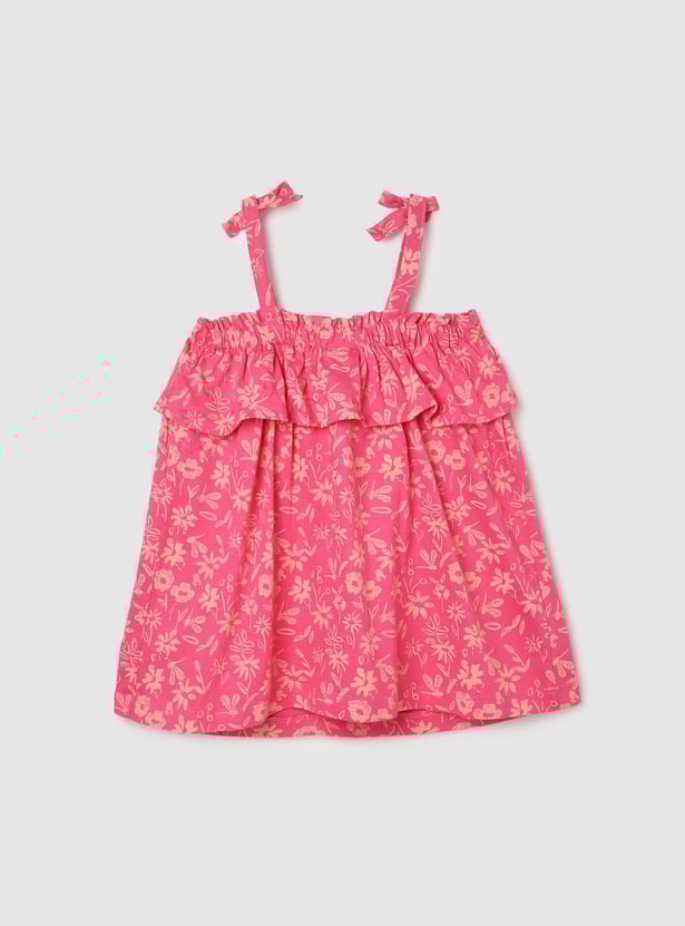 Girls Floral Printed Tie-Up Top