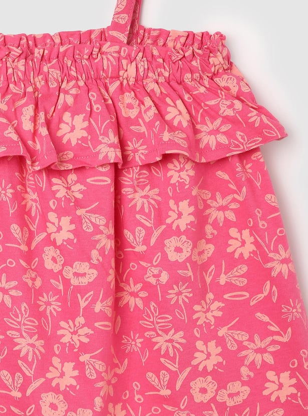 Girls Floral Printed Tie-Up Top