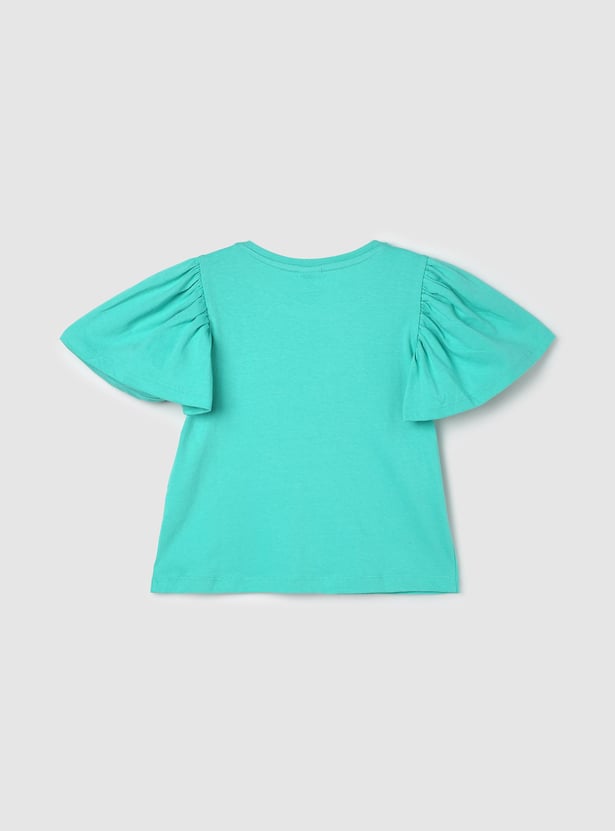 Girls Frill-Detailed Flutter Sleeves Top