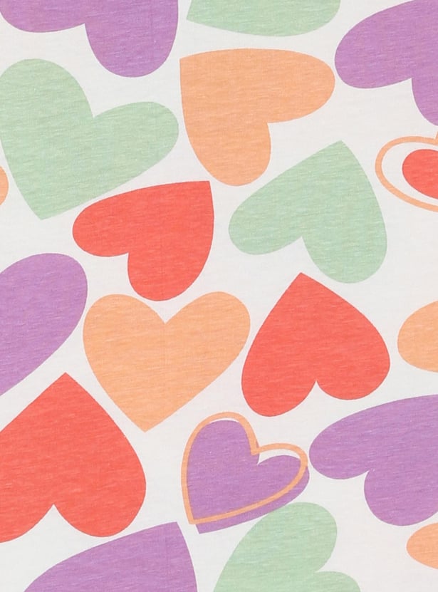 Girls Heart Printed Half Sleeves T-shirt