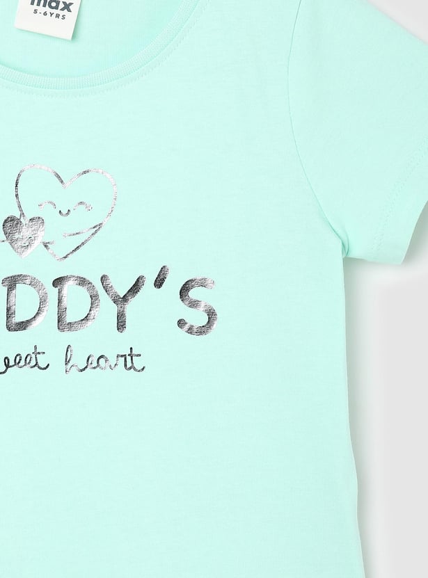 Girls Graphic T-shirt with Knotted Hem