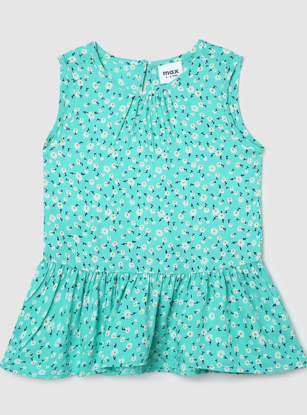 Girls Floral Printed Casual Top