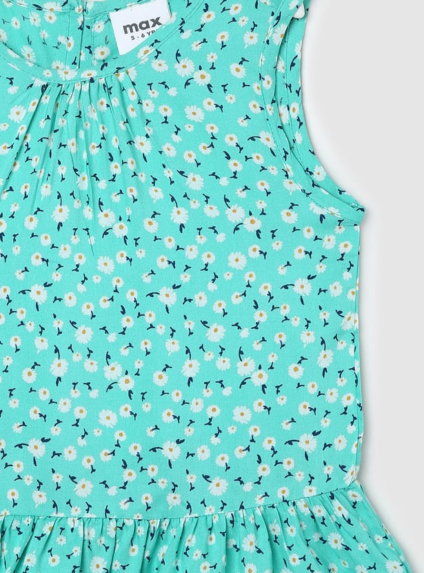 Girls Floral Printed Casual Top