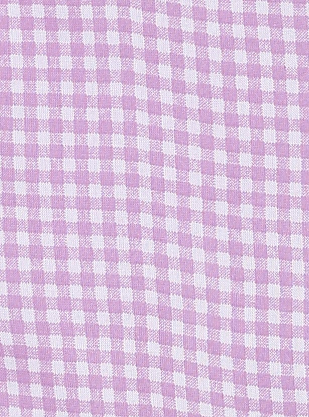 Girls Checked Sleeveless High-Low Casual Top
