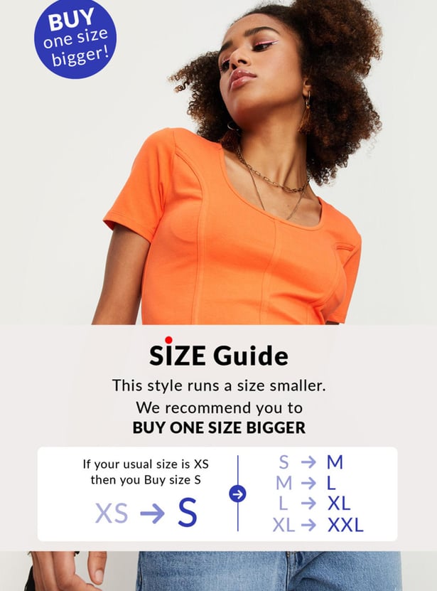 Women Textured Round Neck Corset Top