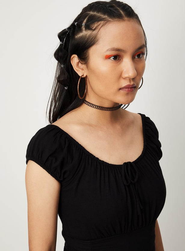 Women Gathered Wide Waist Crop Top