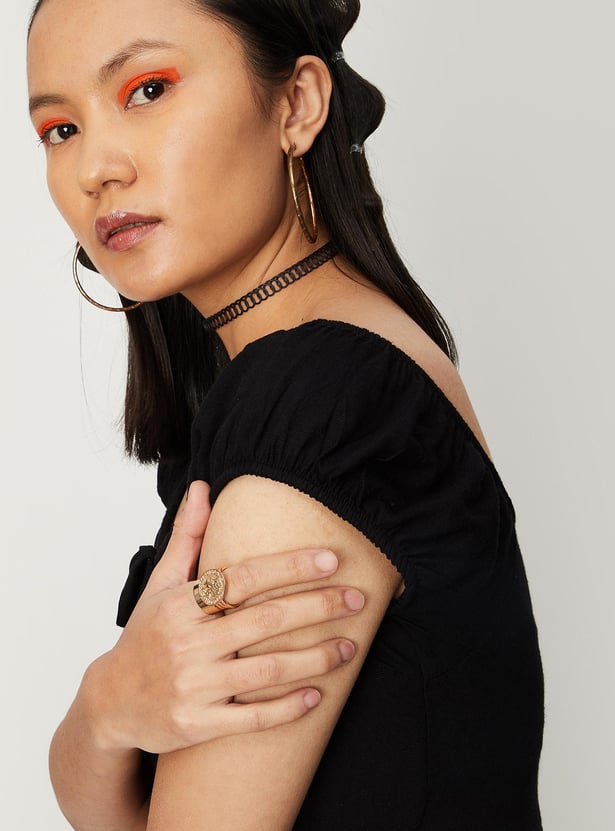 Women Gathered Wide Waist Crop Top