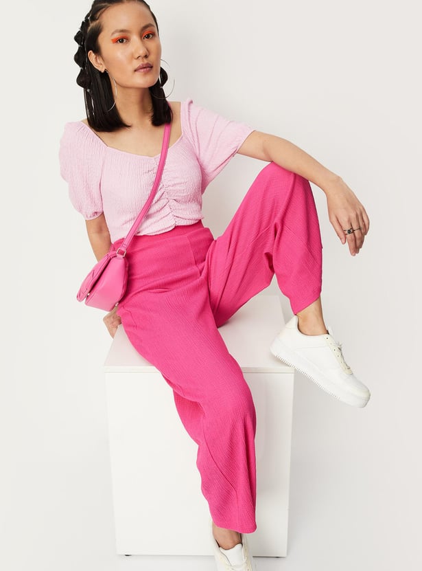 Women Ruched Raglan Sleeve Top